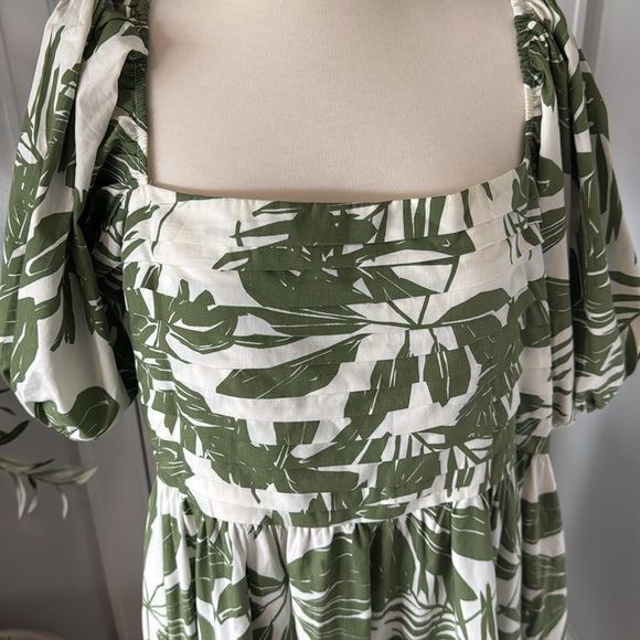 NWT Abercrombie & Fitch Emerson Poplin Puff Sleeve Midi Dress Green Floral XL - Picture 5 of 10